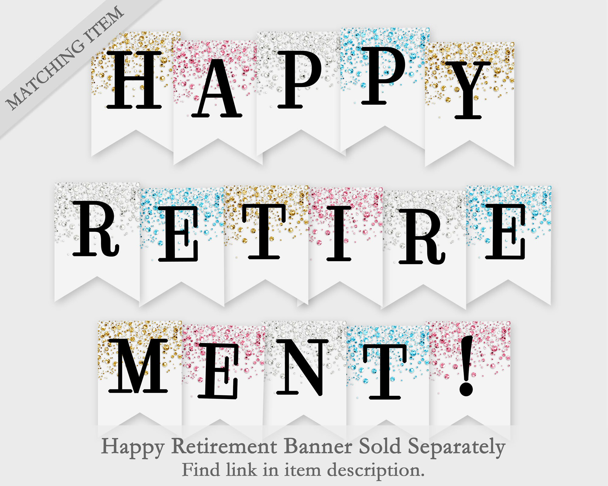 Happy Retirement Printable Banner - Silver Confetti Glitters with regard to Free Printable Happy Retirement Banner
