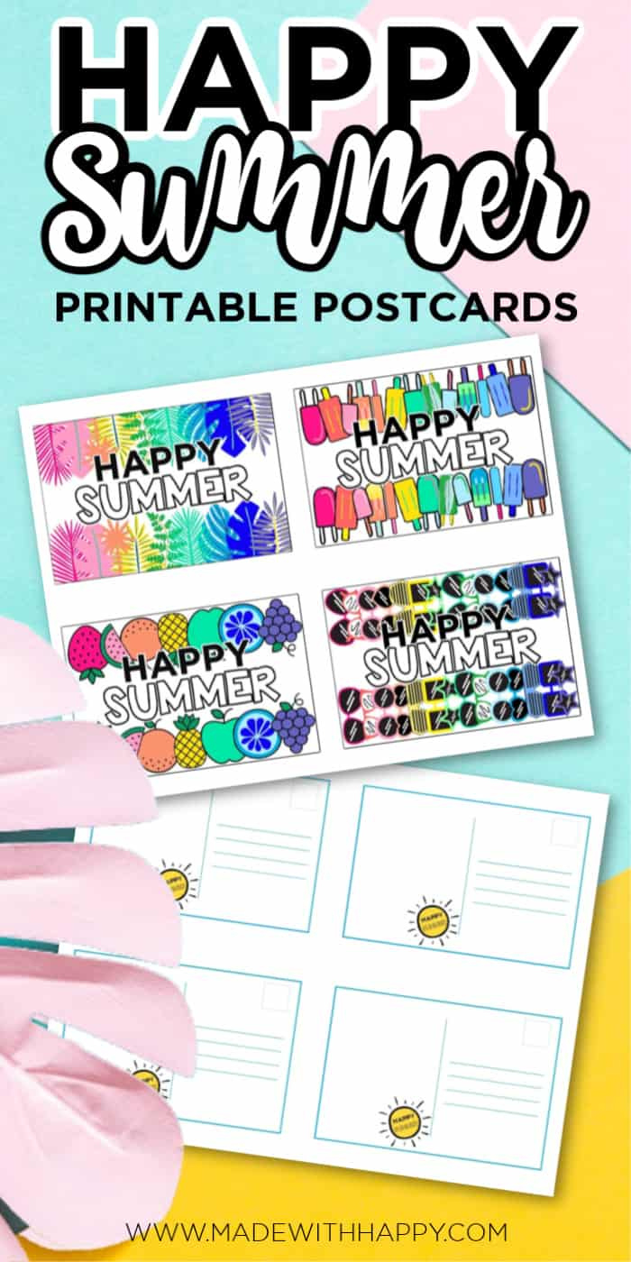 Happy Summer Printable Postcards - Made With Happy intended for Free Printable Summer Cards