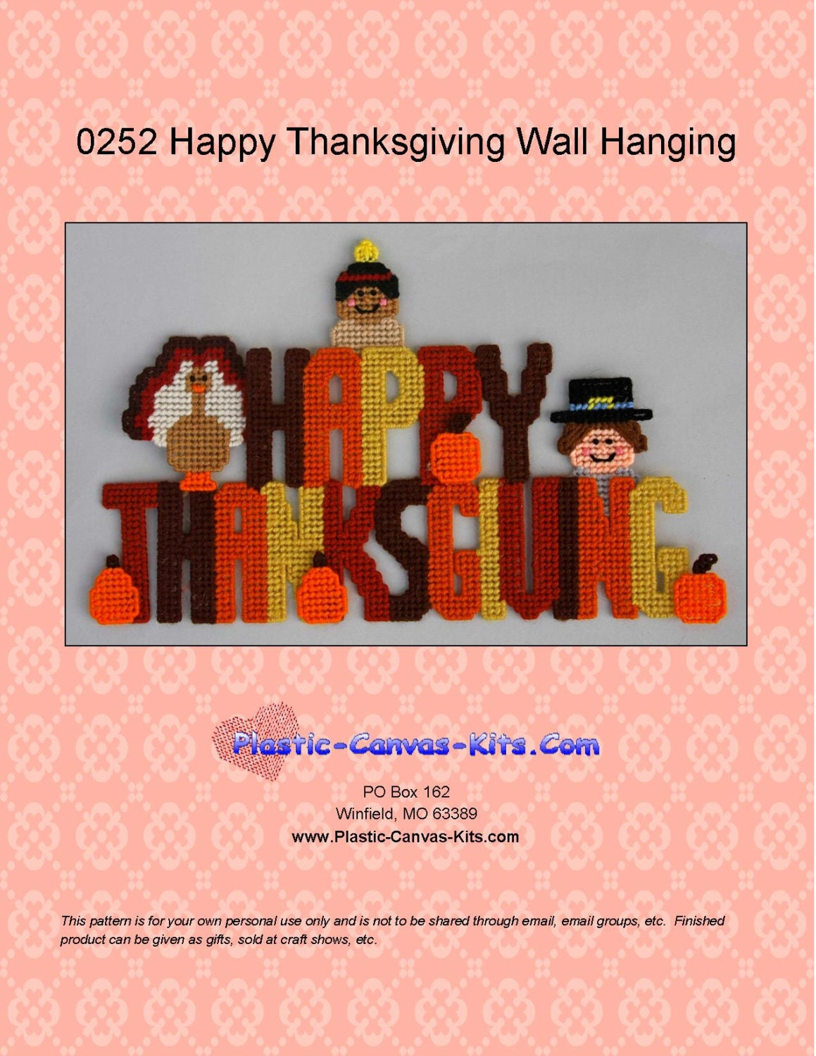 Happy Thanksgiving Sign-Plastic Canvas Pattern-Pdf Download - Etsy with Free Printable Thanksgiving Plastic Canvas Patterns