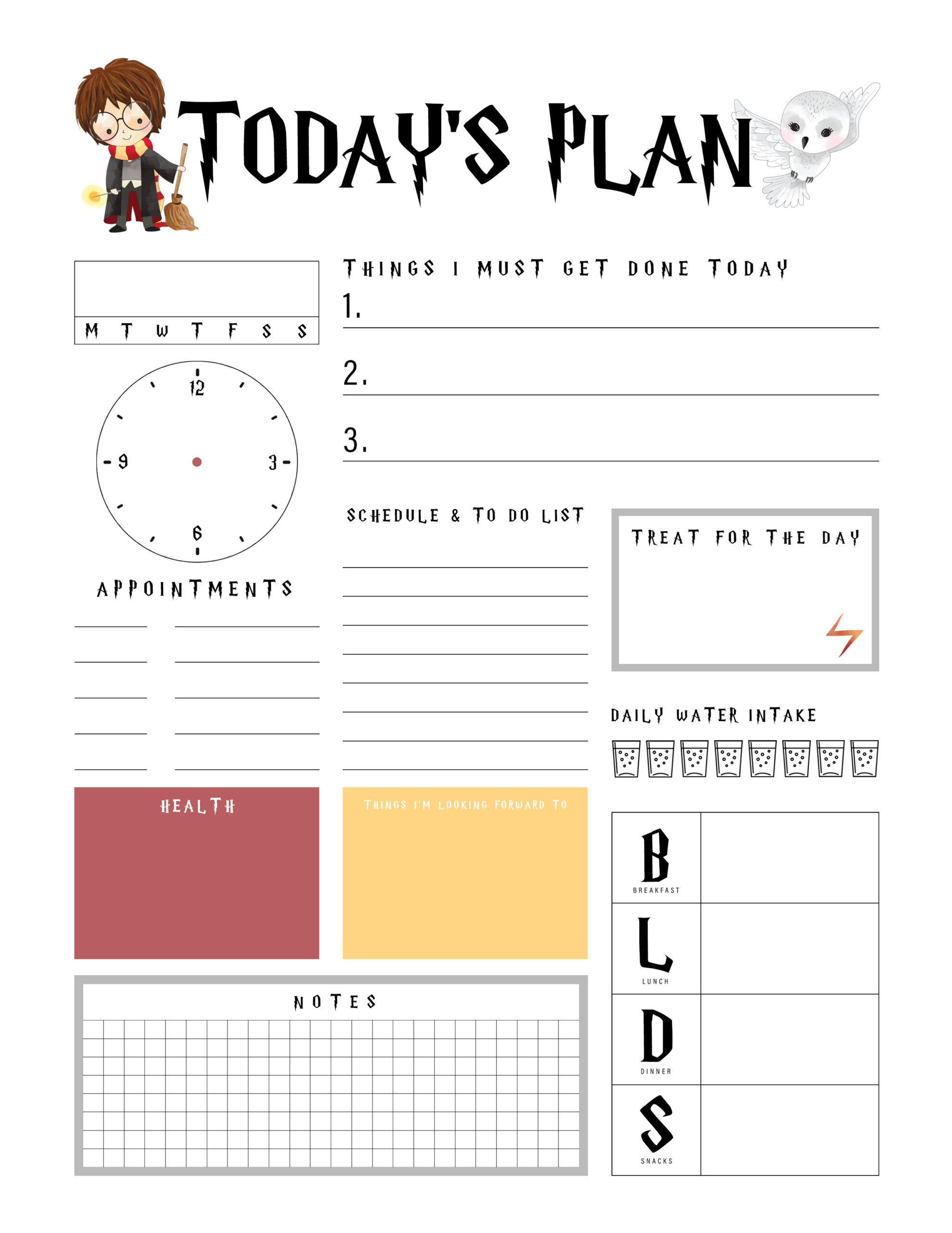 Harry Potter Free Printable Daily Planner - The Cottage Market pertaining to Free Harry Potter Planner Printables