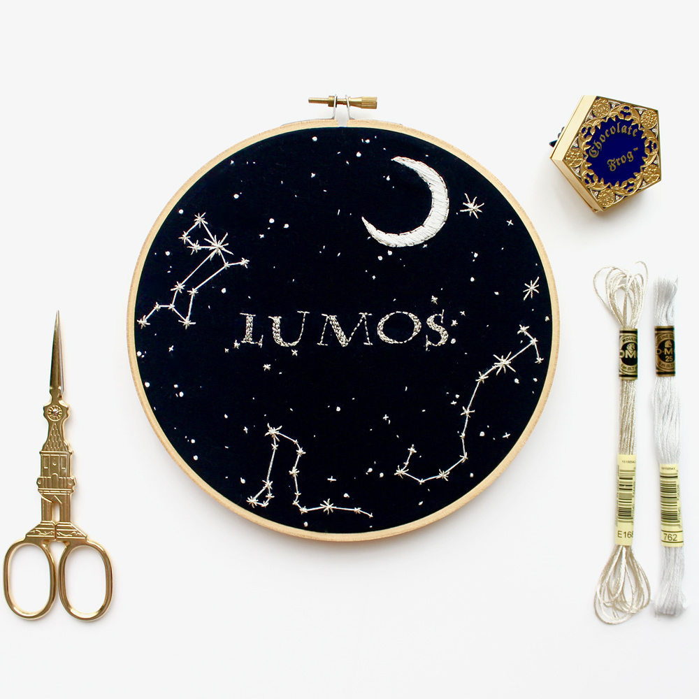 Harry Potter Lumos Constellation Star Embroidery Pattern + for Free Printable Harry Potter Embroidery Patterns