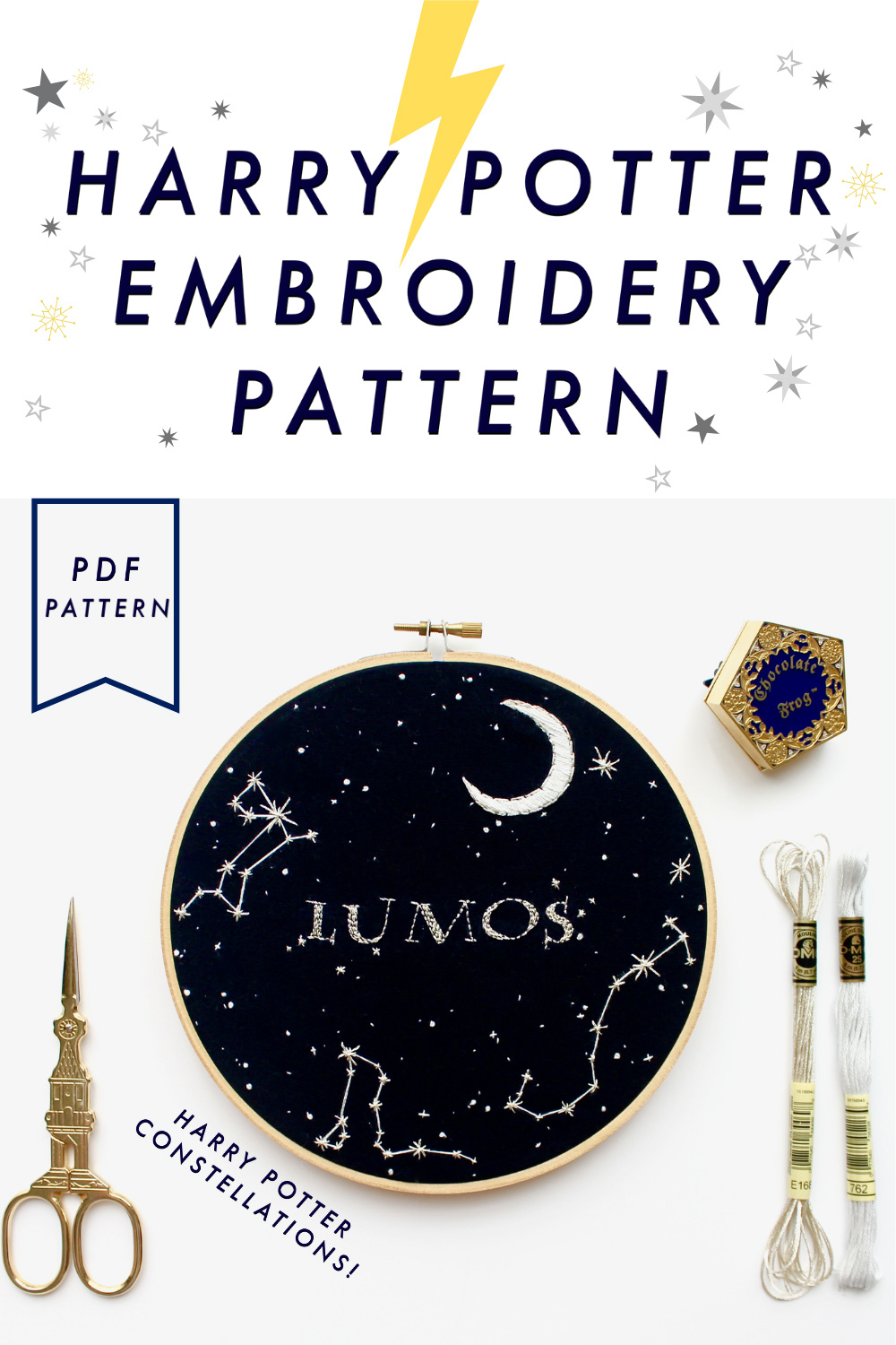 Harry Potter Lumos Constellation Star Embroidery Pattern + inside Free Printable Harry Potter Embroidery Patterns