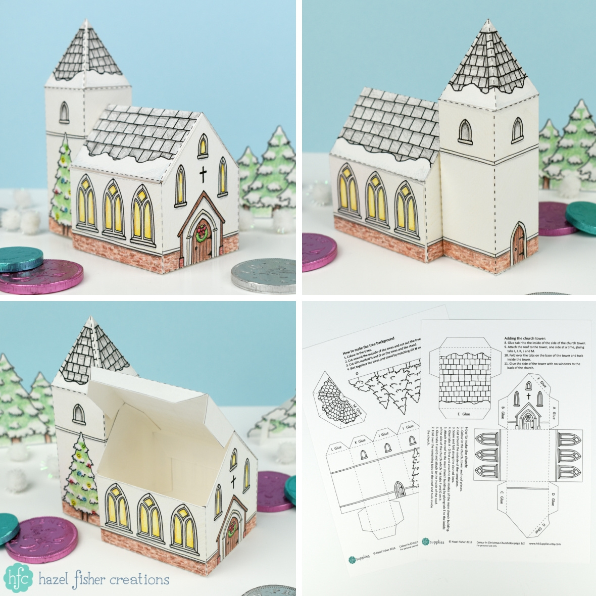 Hazel Fisher Creations: Printable Christmas Church in Free Printable Paper Church Template