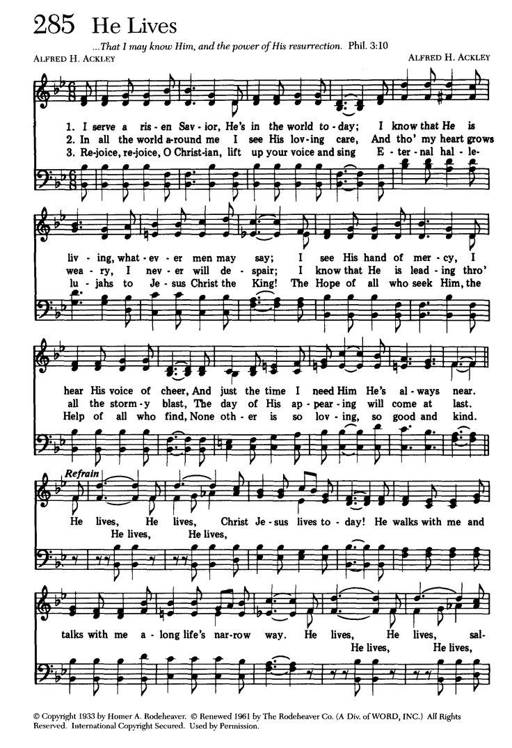 He Lives! - Hymn Sheet Music with regard to Free Printable Black Gospel Sheet Music