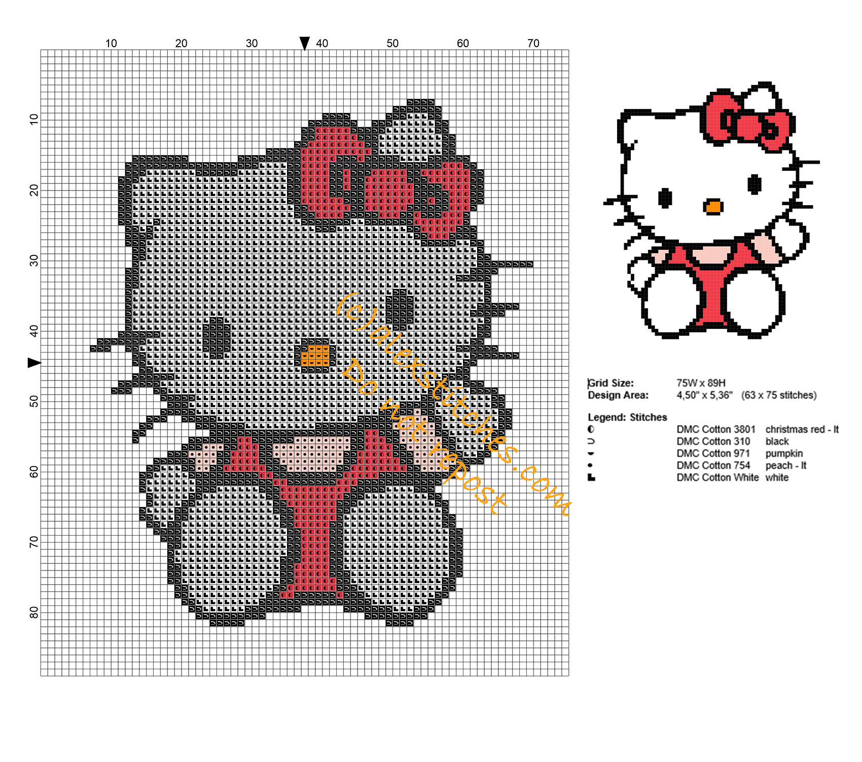 Hello Kitty Hello Free Small Cross Stitch Pattern - Free Cross pertaining to Free Printable Hello Kitty Cross Stitch Patterns