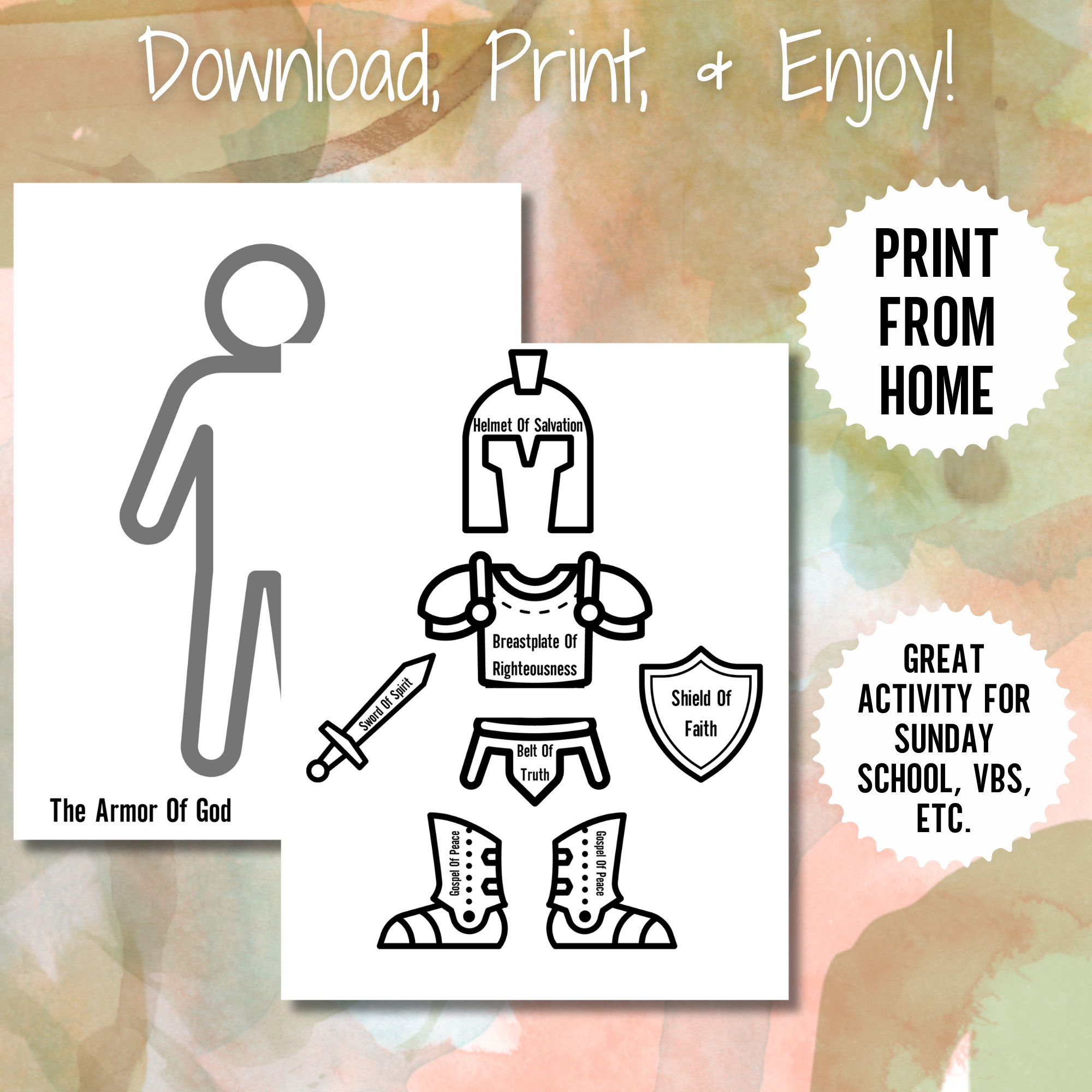 Helmet Of Salvation, Armor Of God Craft, Full Armor Of God,Shield Of Faith,Sunday School Lesson,Vbs,Printable Bible Study Kids,Church Crafts with Printable Pattern For Helmet of Salvation