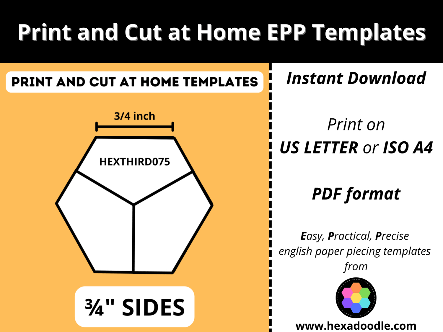 Hexadoodle Quilts 💜 Digital Resources For English Paper Piecing for Free Printable 6 Inch Hexagon Template