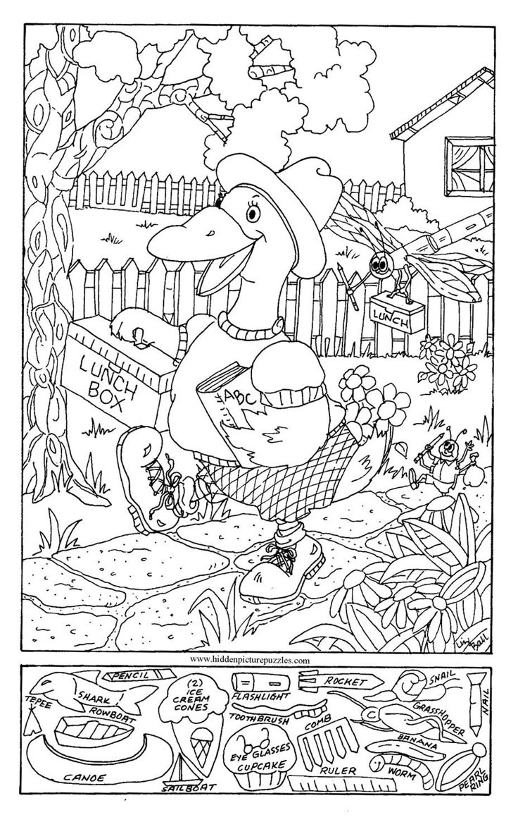 Hidden Pictures Page - Print Your Hidden Pictures Duck School Page regarding Free Printable Hidden Pictures