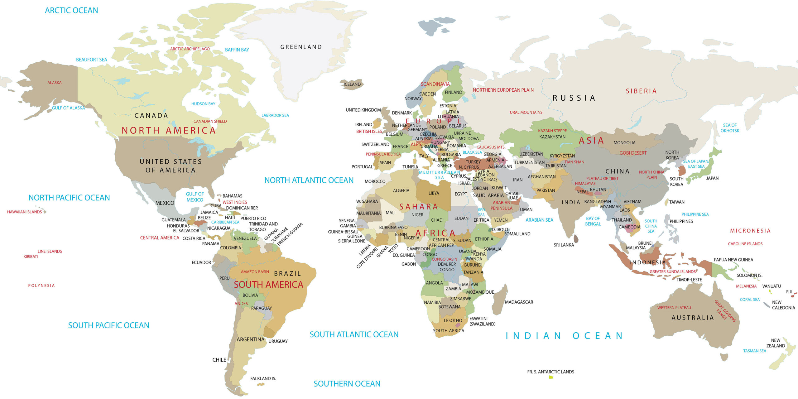 High Resolution World Map - Gis Geography inside Free Large Printable World Map