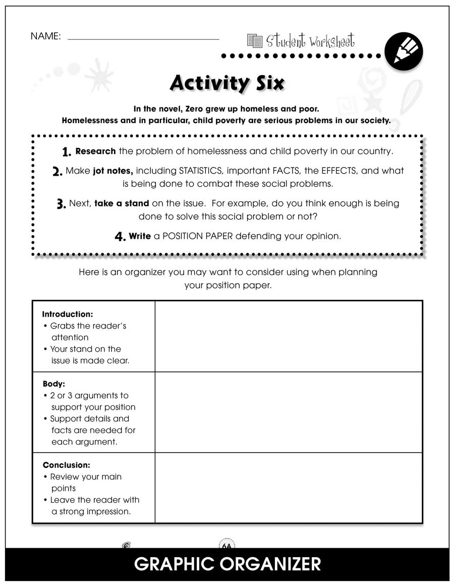 Holes - Bonus Worksheets - Grades 5 To 6 - Ebook - Bonus inside Free Printable Worksheets On The Book Holes