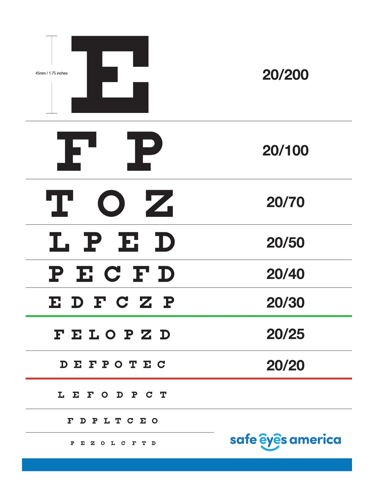 Home Eye Test — Safe Eyes America pertaining to Free Printable Snellen Eye Test Chart