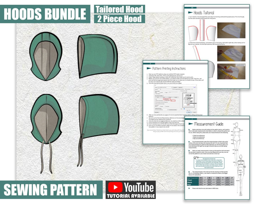 Hood Sewing Patterns Bundle – Downloadable Pdf + Step-By-Step with Academic Hood Printable Pattern