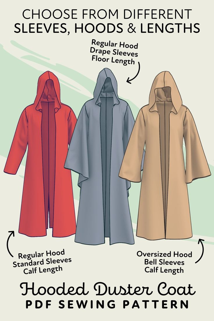 Hooded Duster Coat Sewing Pattern throughout Academic Hood Printable Pattern