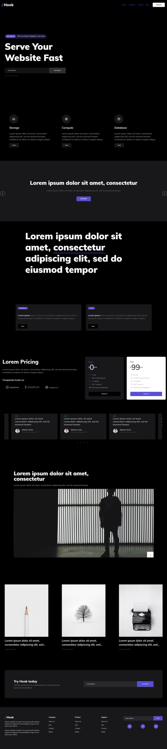 Hook: Dark Html Template | Bypeople inside Free Black Html Website Templates