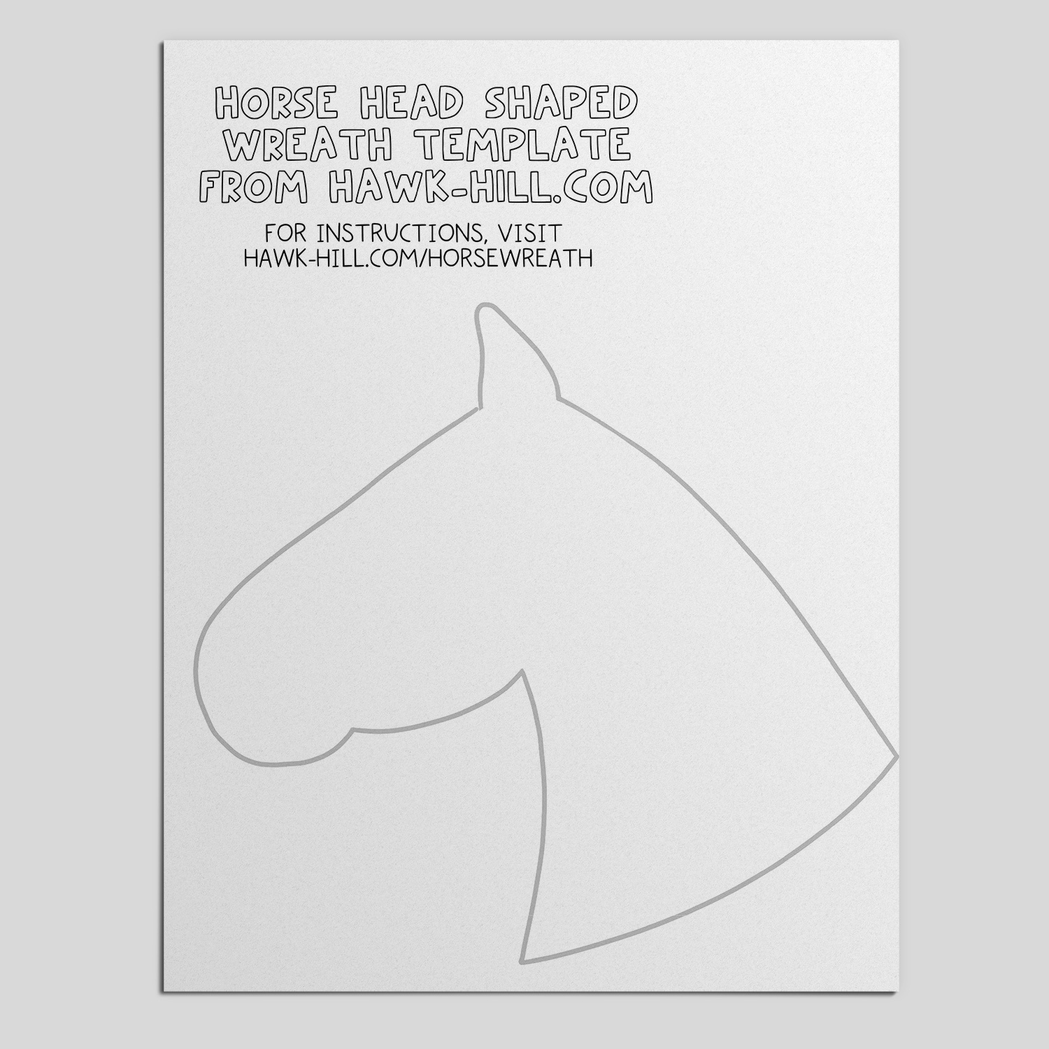 Horse Head Wreath Pattern - Free Template | Hawk Hill with Free Printable Horse Head Stencils