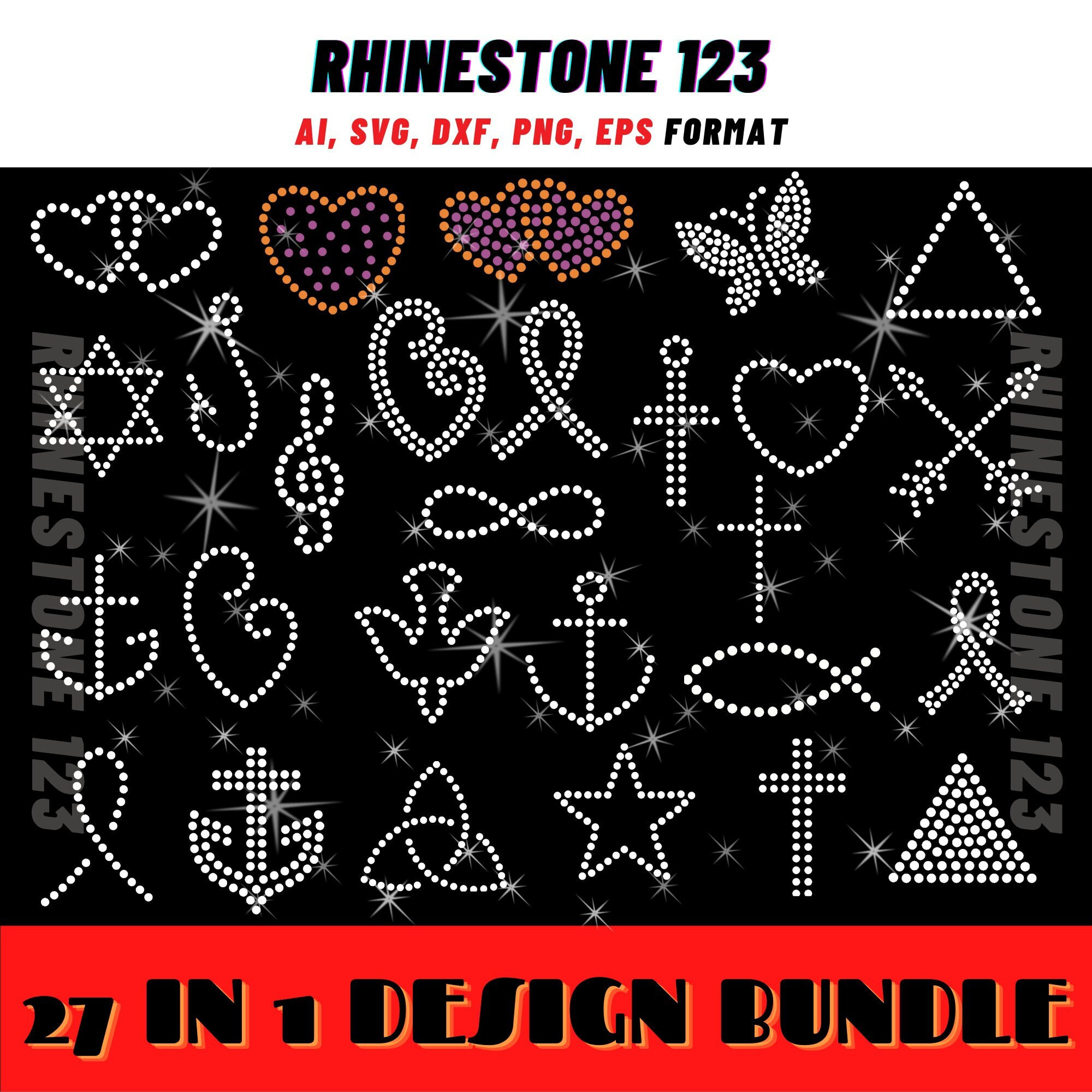 Hotfix Small Design Bundle Of 27 Star Svg Heart Svg Christ Cross for Free Printable Hotfix Patterns