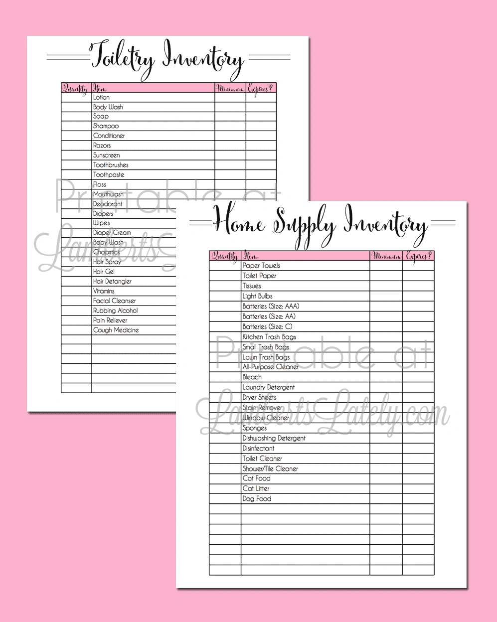 Household Supplies List Inventory Template | Lamberts Lately intended for Free Printable Home Inventory List