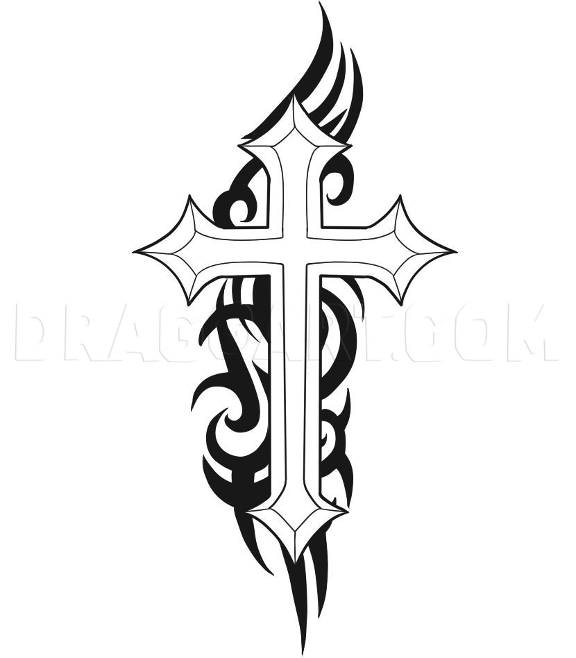 How To Draw A Cross Tattoo, Drawing, Stepstep,Dawn - Dragoart throughout Cross Tattoo Stencil Printable