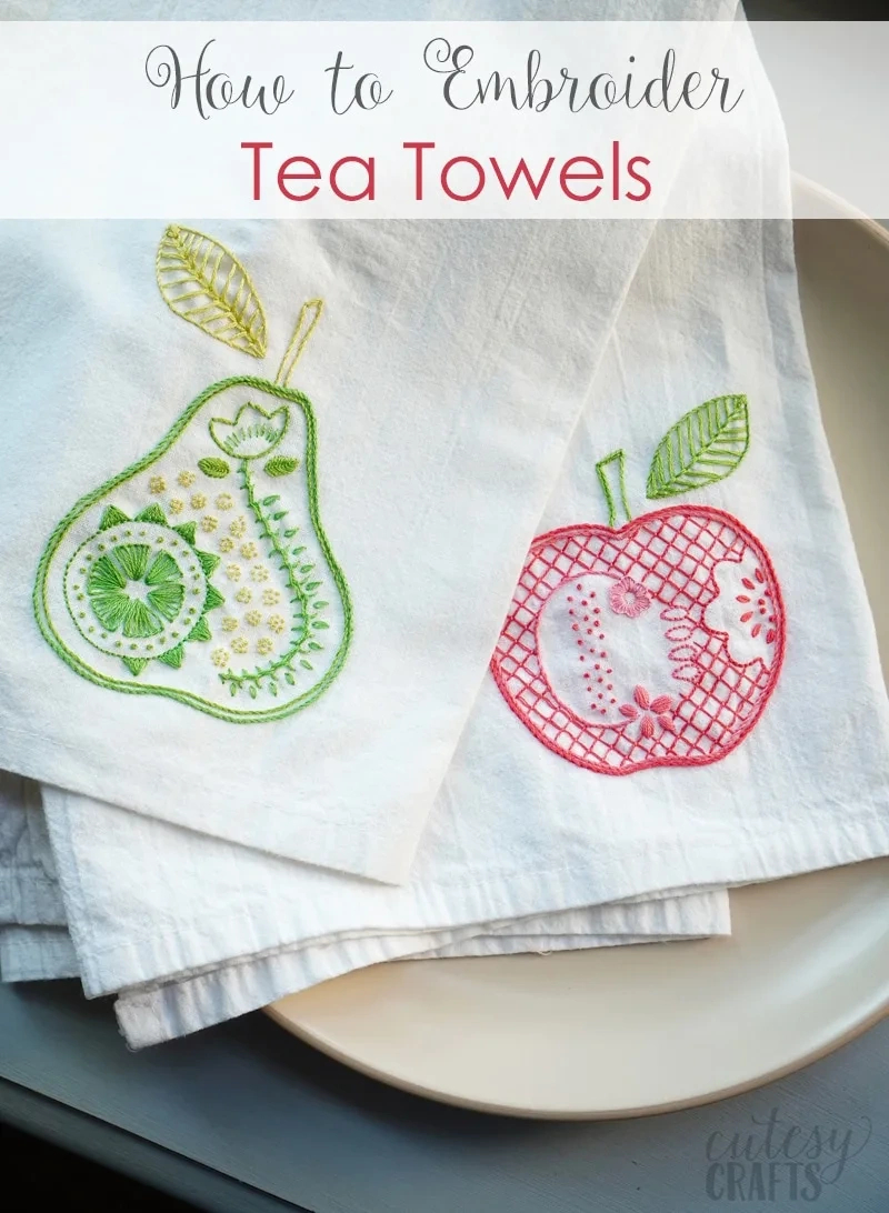 How To Embroider Tea Towels - Cutesy Crafts regarding Free Printable Embroidery Patterns For Towels