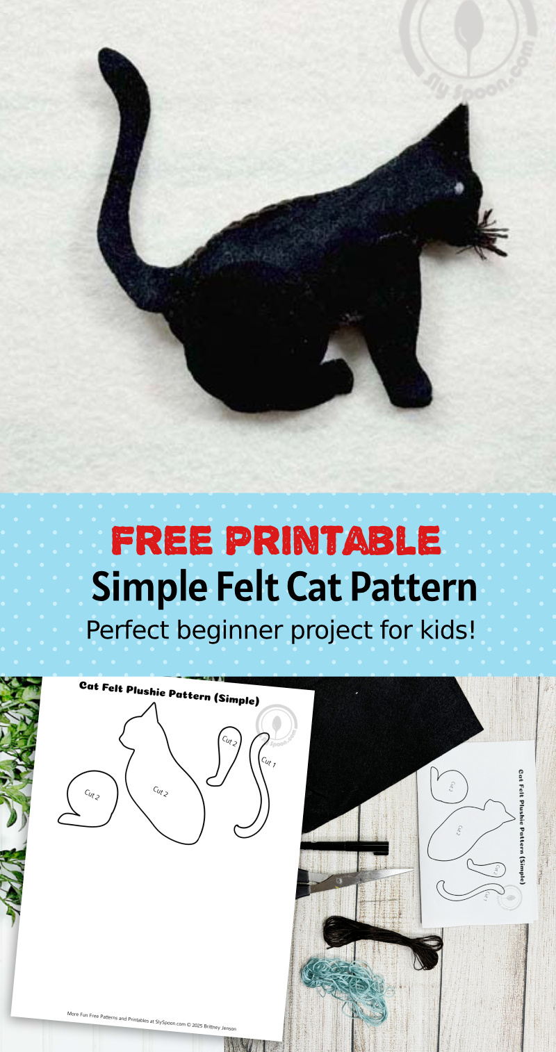 How To Hand Sew A Simple Felt Kitty Cat Kitten - Free Printable throughout Free Printable Felt Cat Patterns