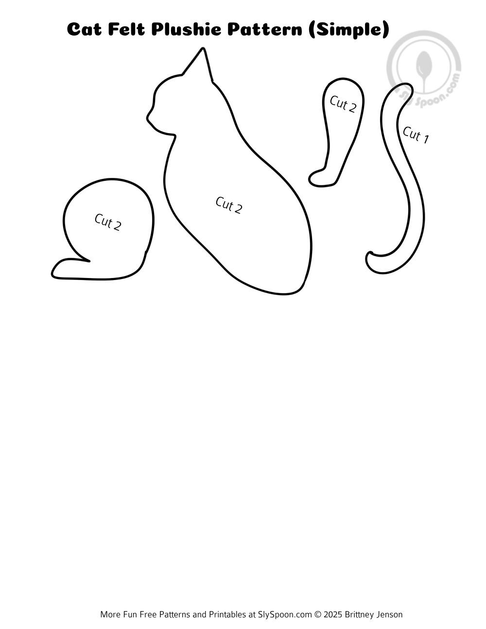 How To Hand Sew A Simple Felt Kitty Cat Kitten - Free Printable with Free Printable Cat Patterns