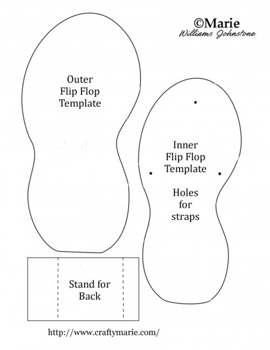 How To Make A Flip Flop Card (With Printable Template) - Hubpages regarding Flip Flop Stencil Printable