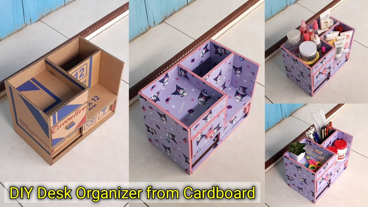 How To Make Desk Organizer | Diy Stationery And Makeup Storage for Diy Desk Organizer Printable Pattern