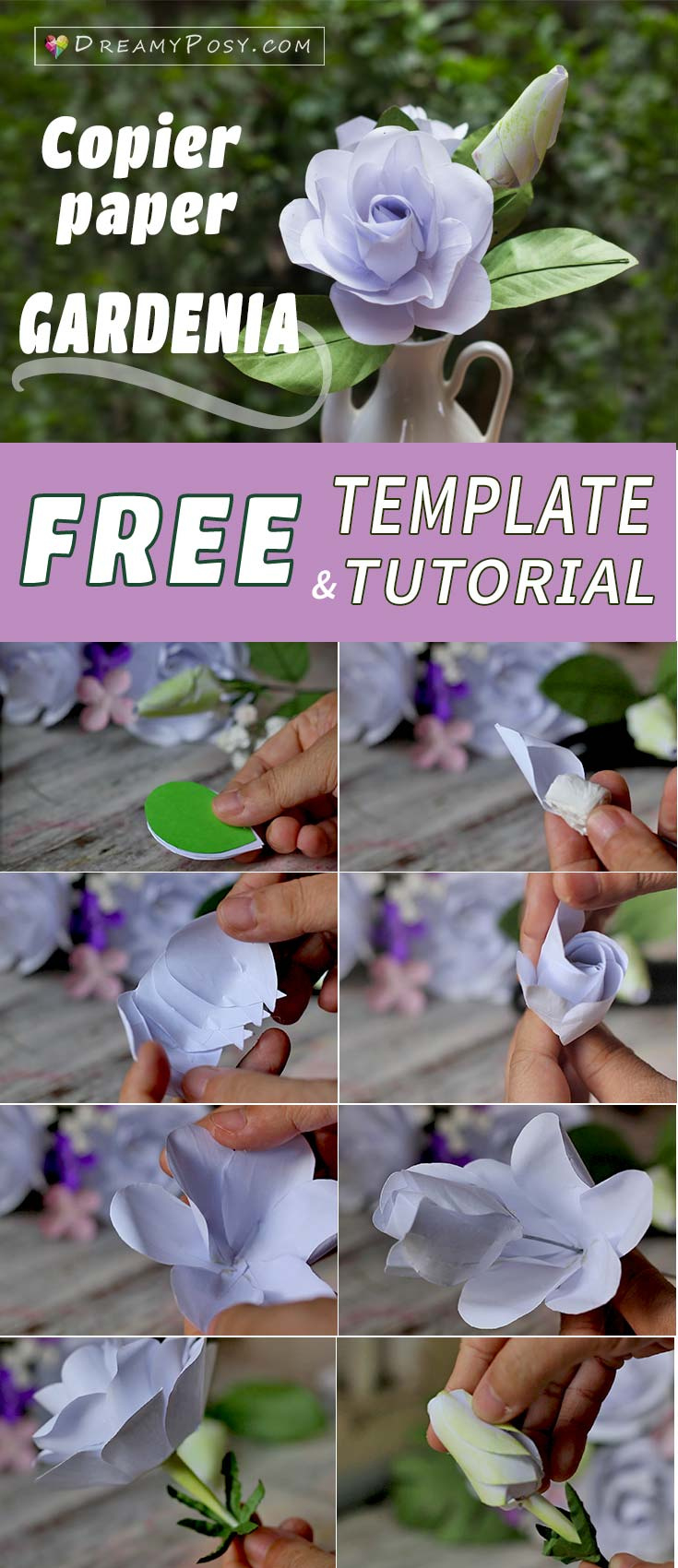 How To Make Gardenia Paper Flower And Foliage, Free Template regarding Free Gardenia Paper Flower Template