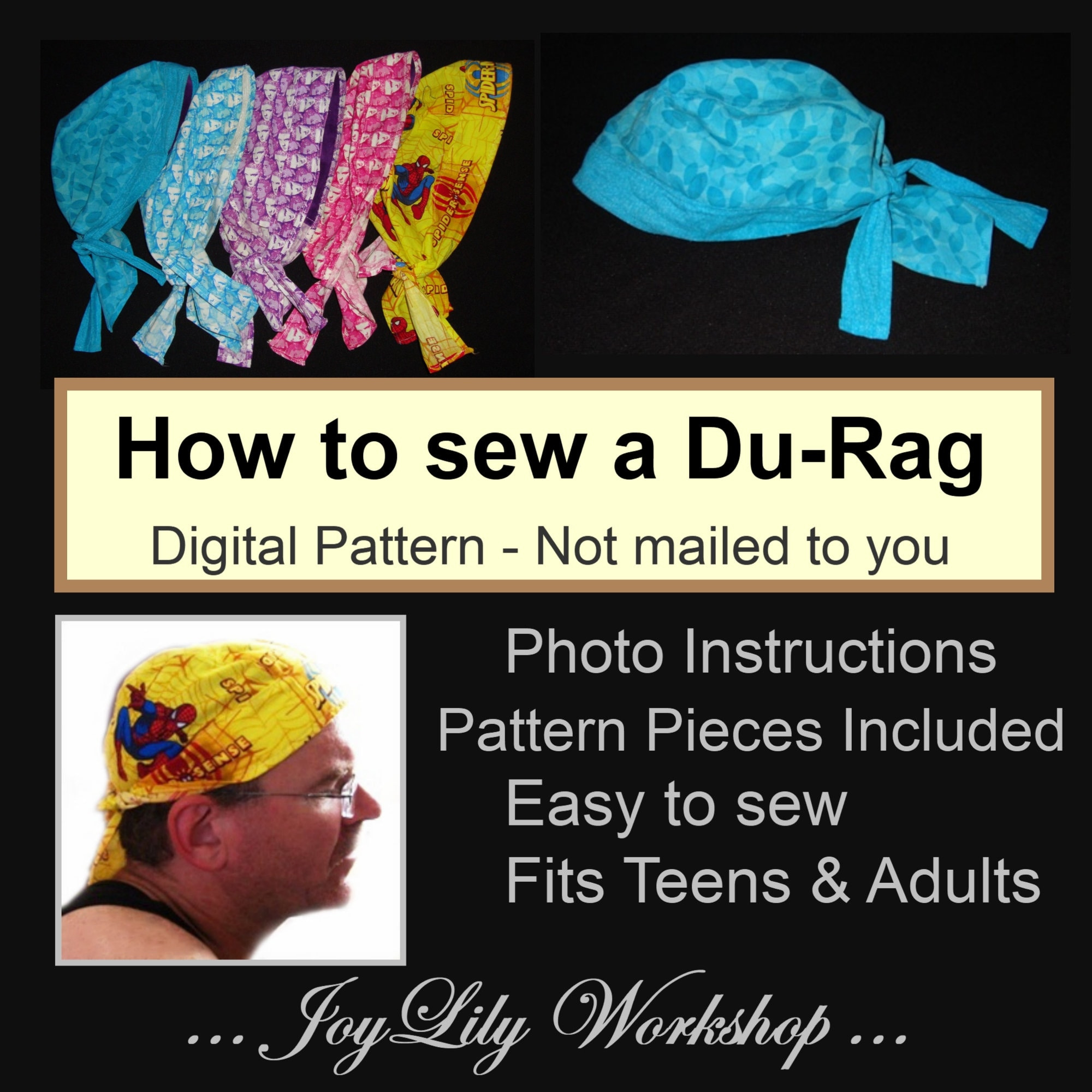 How To Sew A Du-Rag, Pdf Instructions With Color Photos And regarding Printable Durag Sewing Pattern
