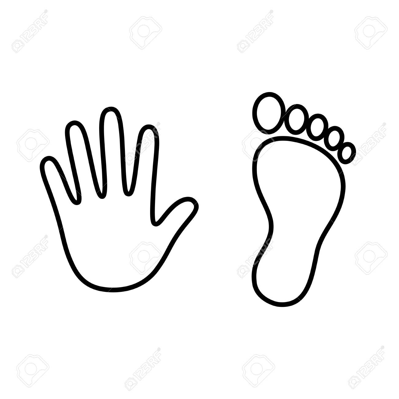 Human Hand And Foot Print Outline, Stylized Handprint And in Footprint Outline Printable Free