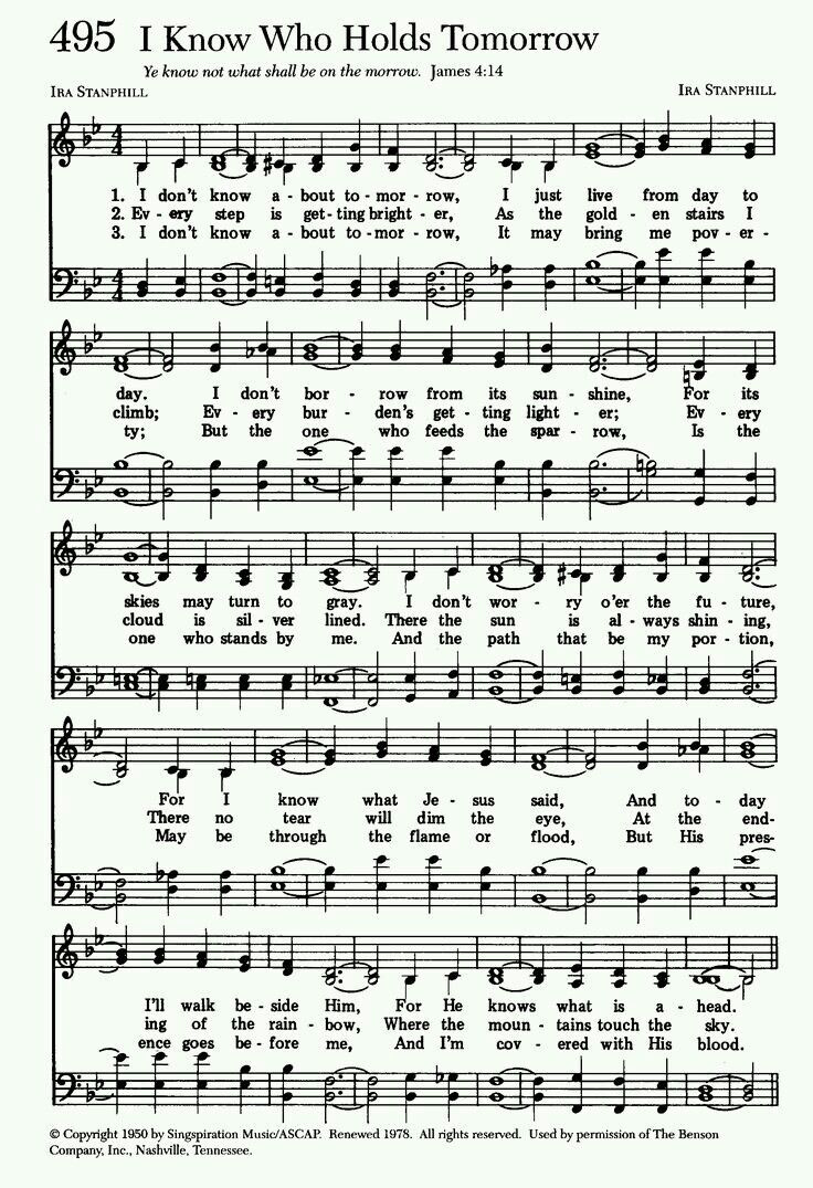 I Know Who Holds Tomorrow with Free Printable Black Gospel Sheet Music