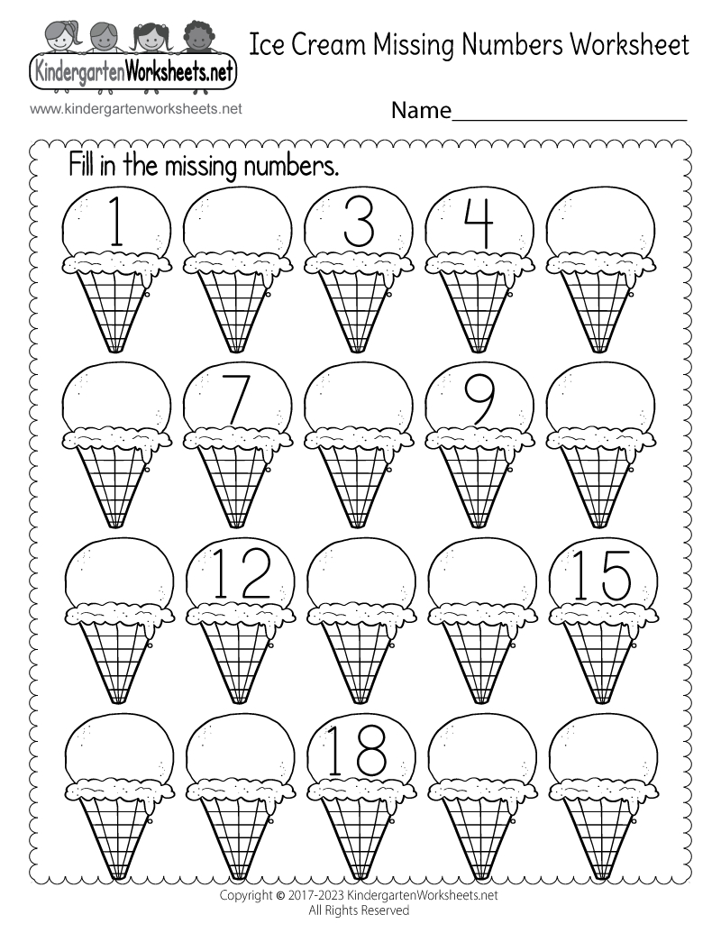 Ice Cream Missing Numbers 1-20 Worksheet - Free Printable, Digital inside Free Printable Ice Cream Worksheets