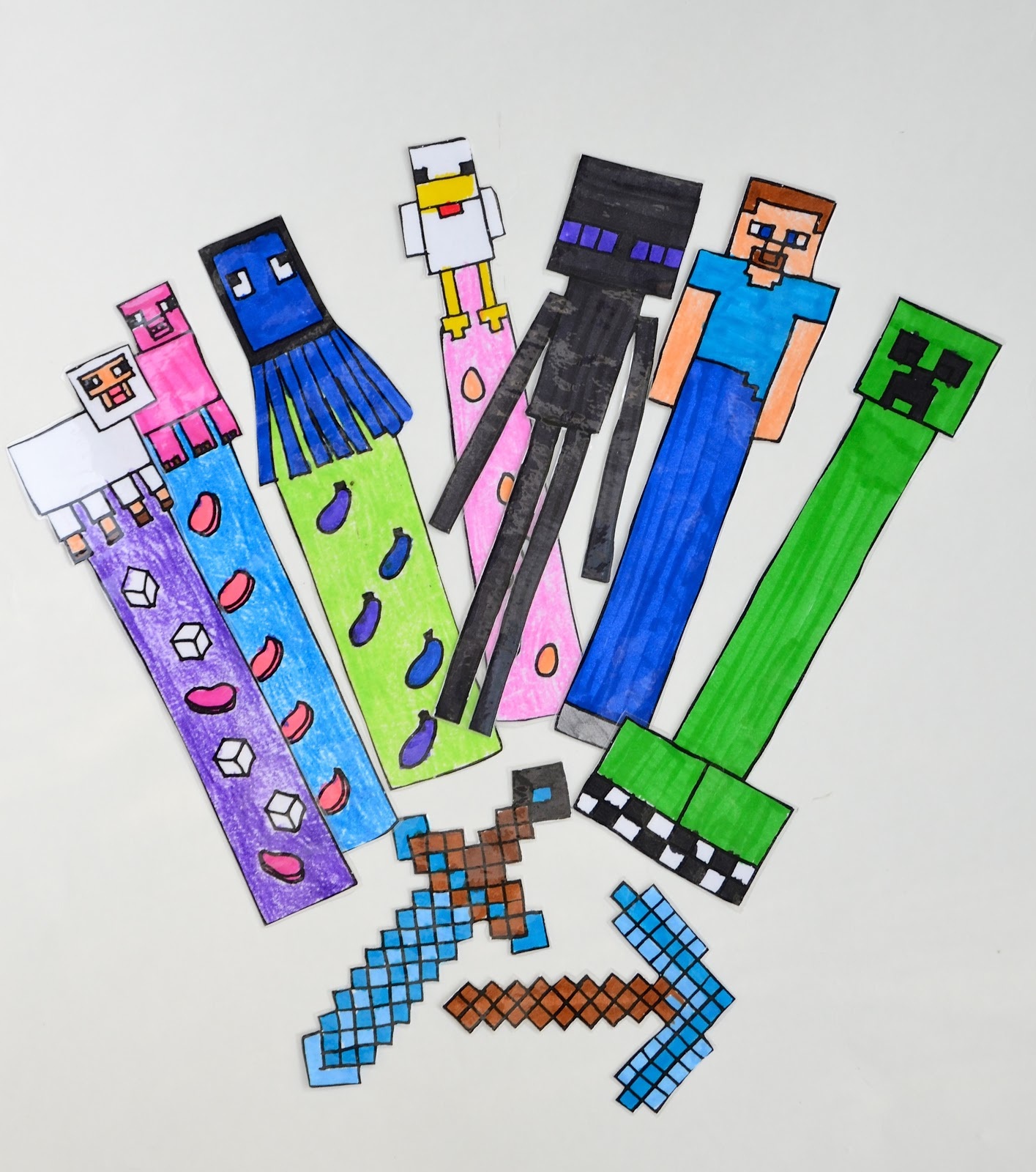 Ikat Bag: Minecraft Party: Coloring Bookmarks, Crafting Golden inside Free Minecraft Bookmark Printables