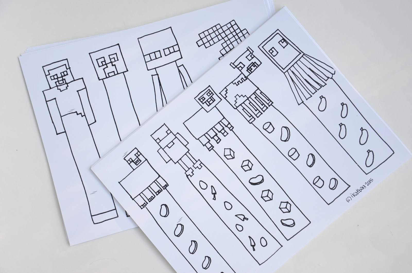 Ikat Bag: Minecraft Party: Coloring Bookmarks, Crafting Golden with Free Minecraft Bookmark Printables