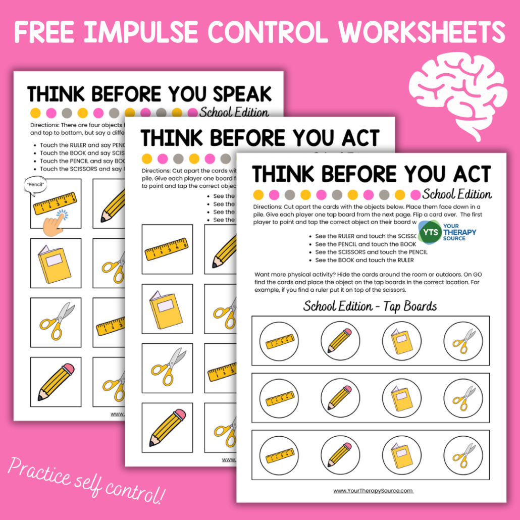 Impulse Control Worksheets - Free - Your Therapy Source throughout Free Printable Self Control Worksheets