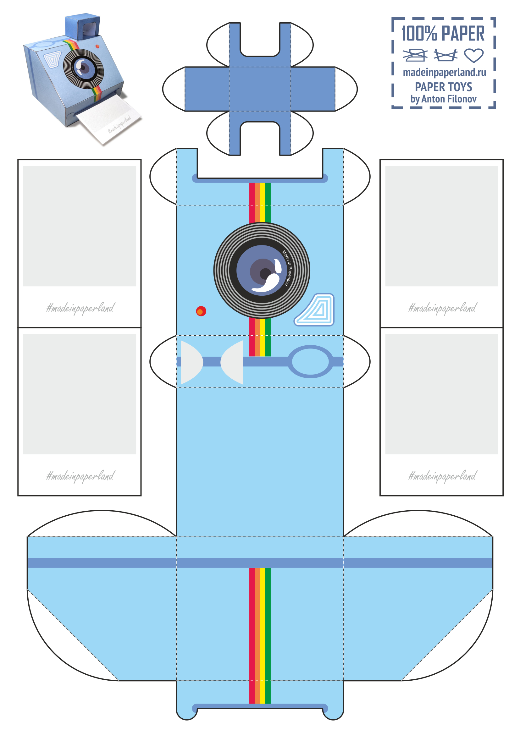 Instacamera Paper Model - Free Printable Paper Modelsanton Filonov for Free Printable Paper Camera Template