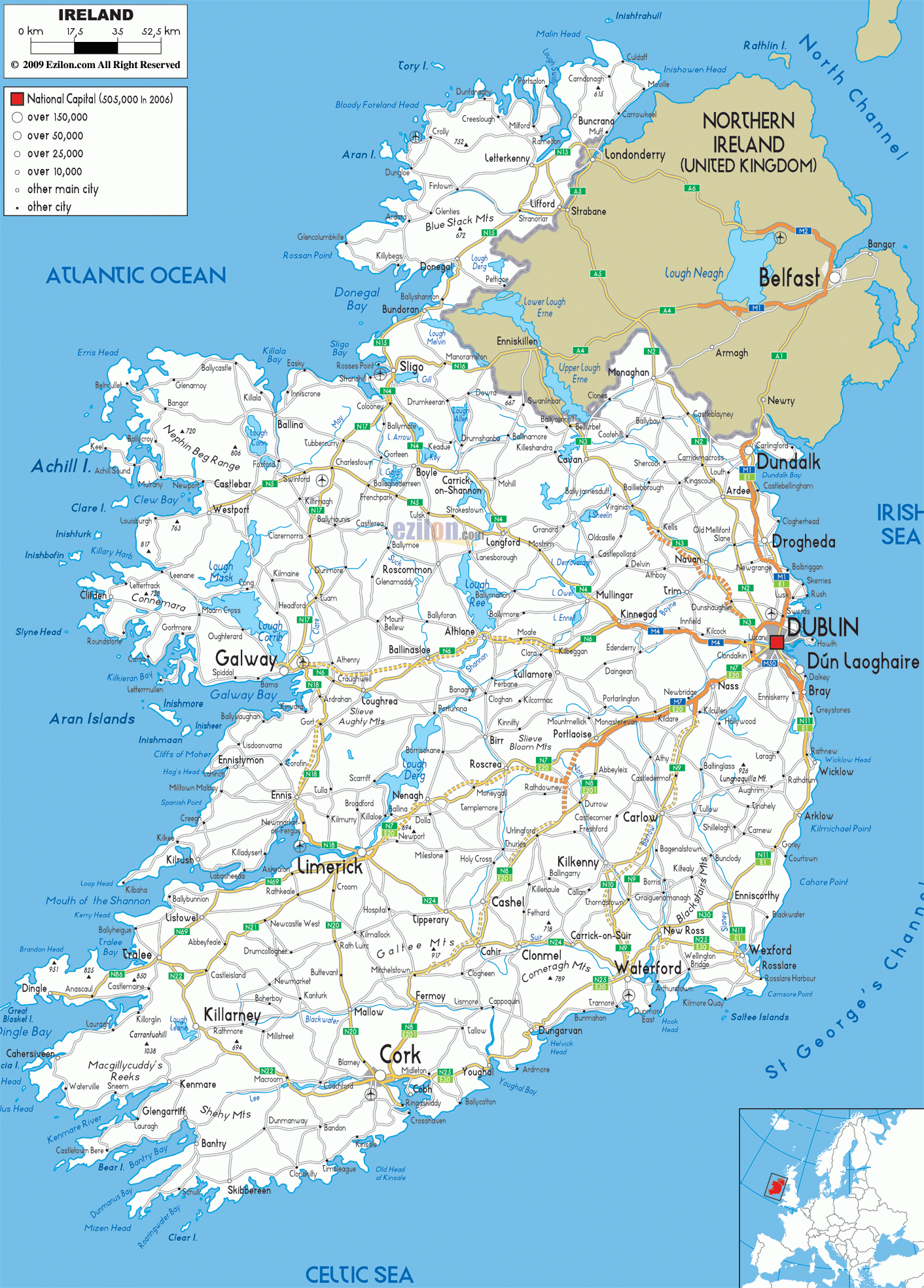 Ireland Road Map: Highways, Motorways, And Scenic Routes Explained in Map Of Ireland Printable Free