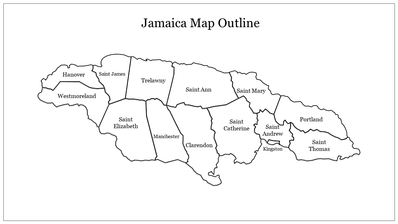 Jamaica Map Outline Ppt Template And Google Slides pertaining to Free Printable Map of Jamaica