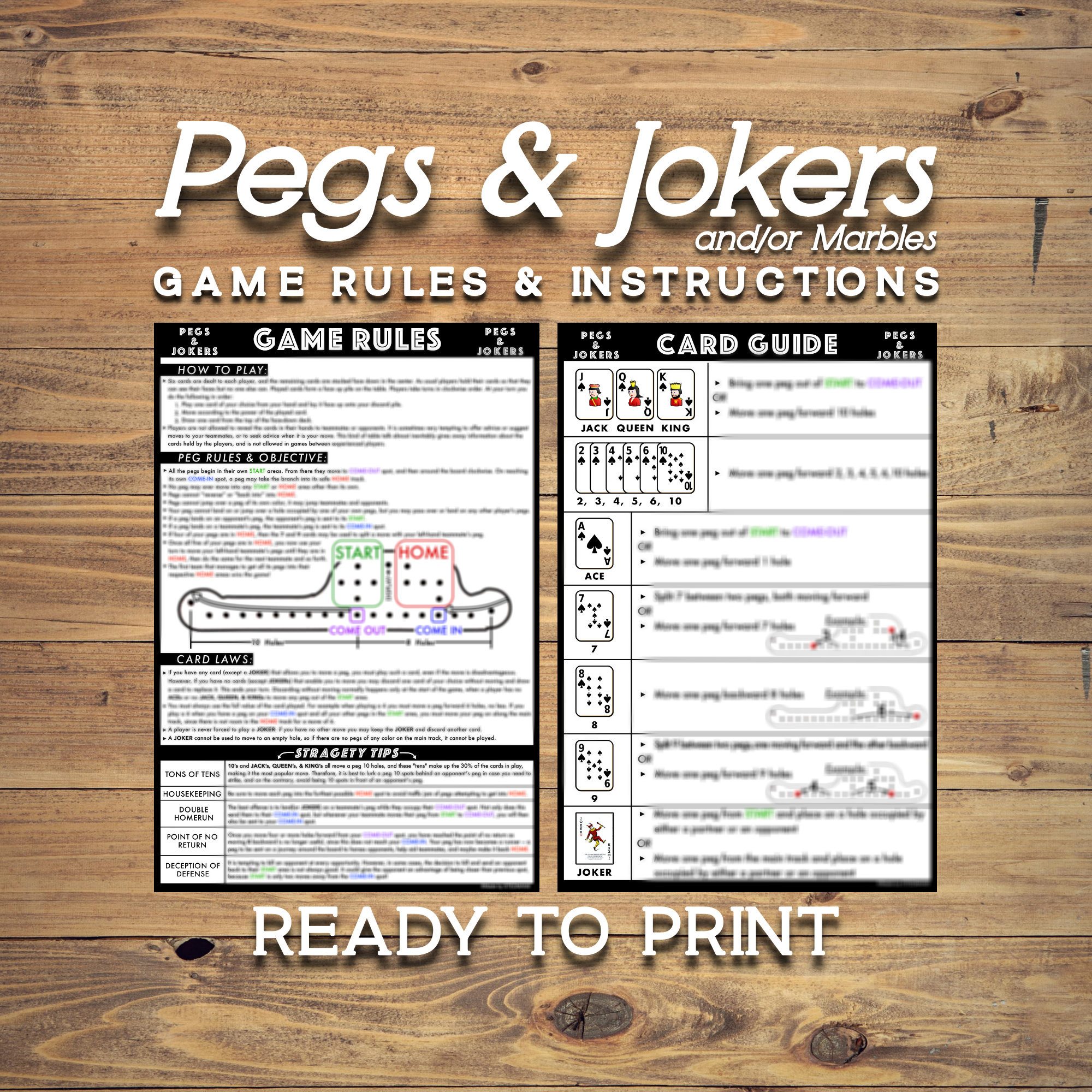Jokers And Pegs Template - Etsy throughout Free Printable Pegs and Jokers Pattern