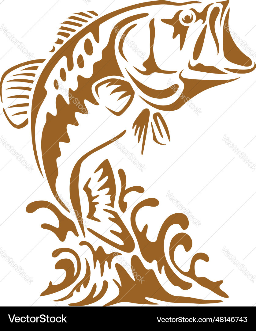 Jumping Bass Fish Stencil Art Royalty Free Vector Image throughout Free Printable Bass Fish Pictures