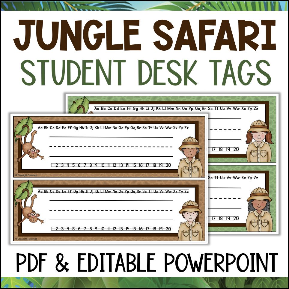 Jungle Safari Wild Animal Theme Desk Name Tags | Madeteachers with regard to Safari Name Tags Free Printable