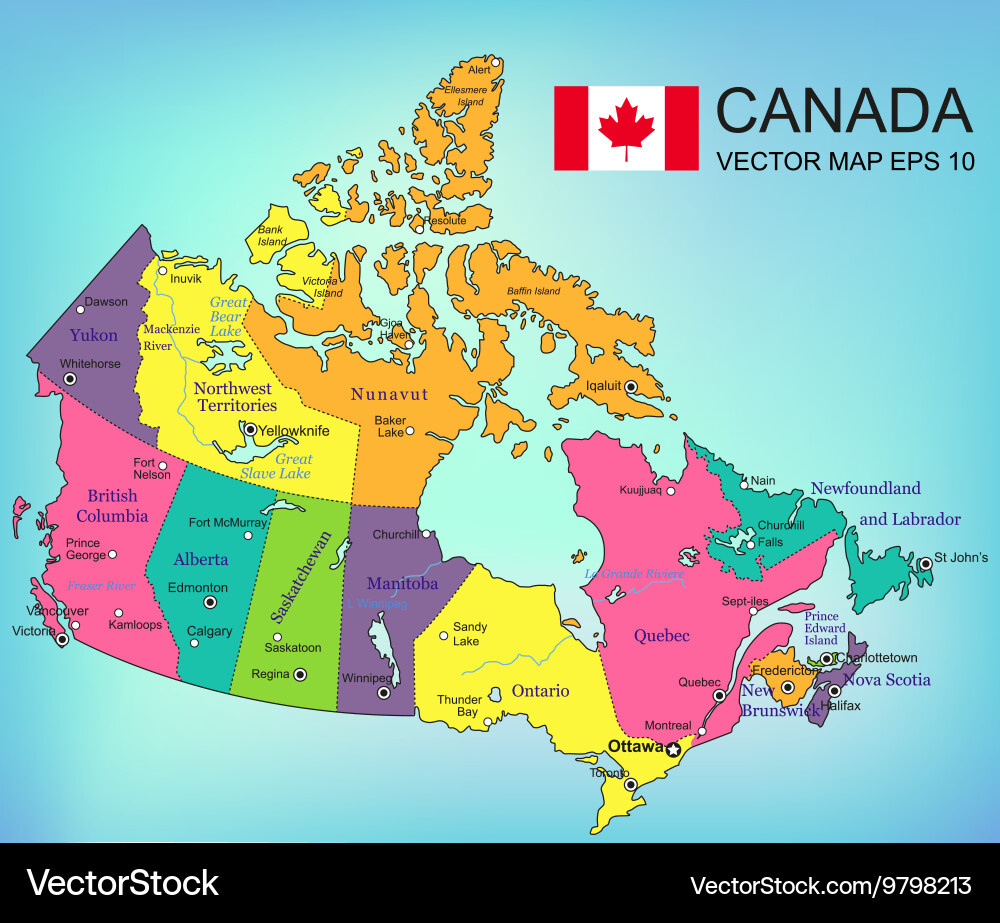 Kanada Karte - Provinzen &amp;amp; Gebiete Lizenzfreier Vektor with Free Printable Map Of Canada Provinces And Territories