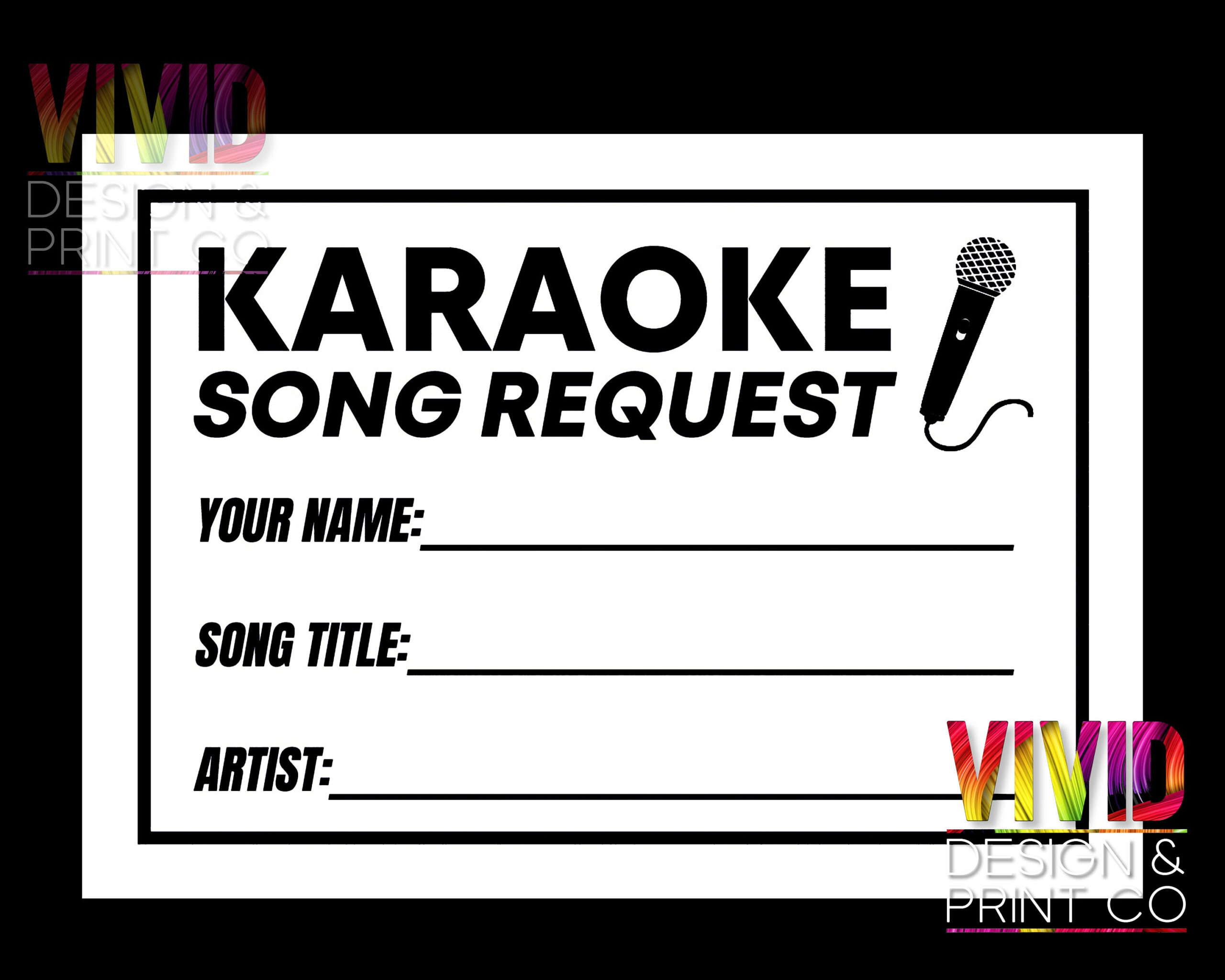 Karaoke Slips - Print At Home! Black White Digital Download 8 Per with regard to Free Karaoke Slips Printable