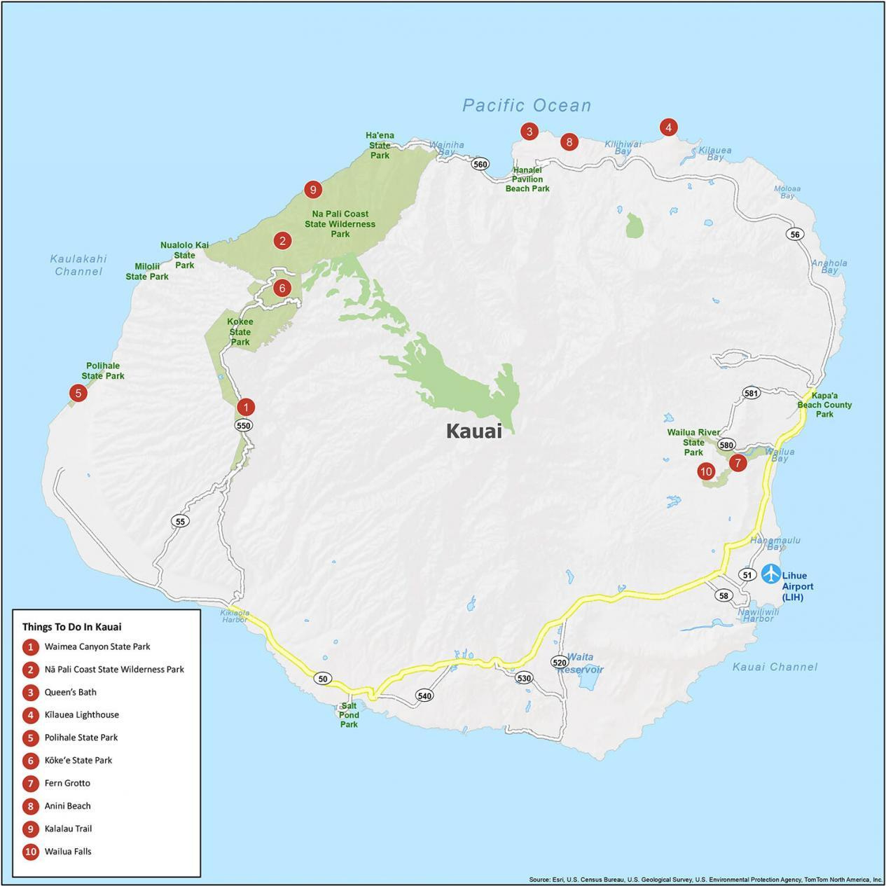 Kauai Island Map, Hawaii - Gis Geography within Free Printable Map of Kauai