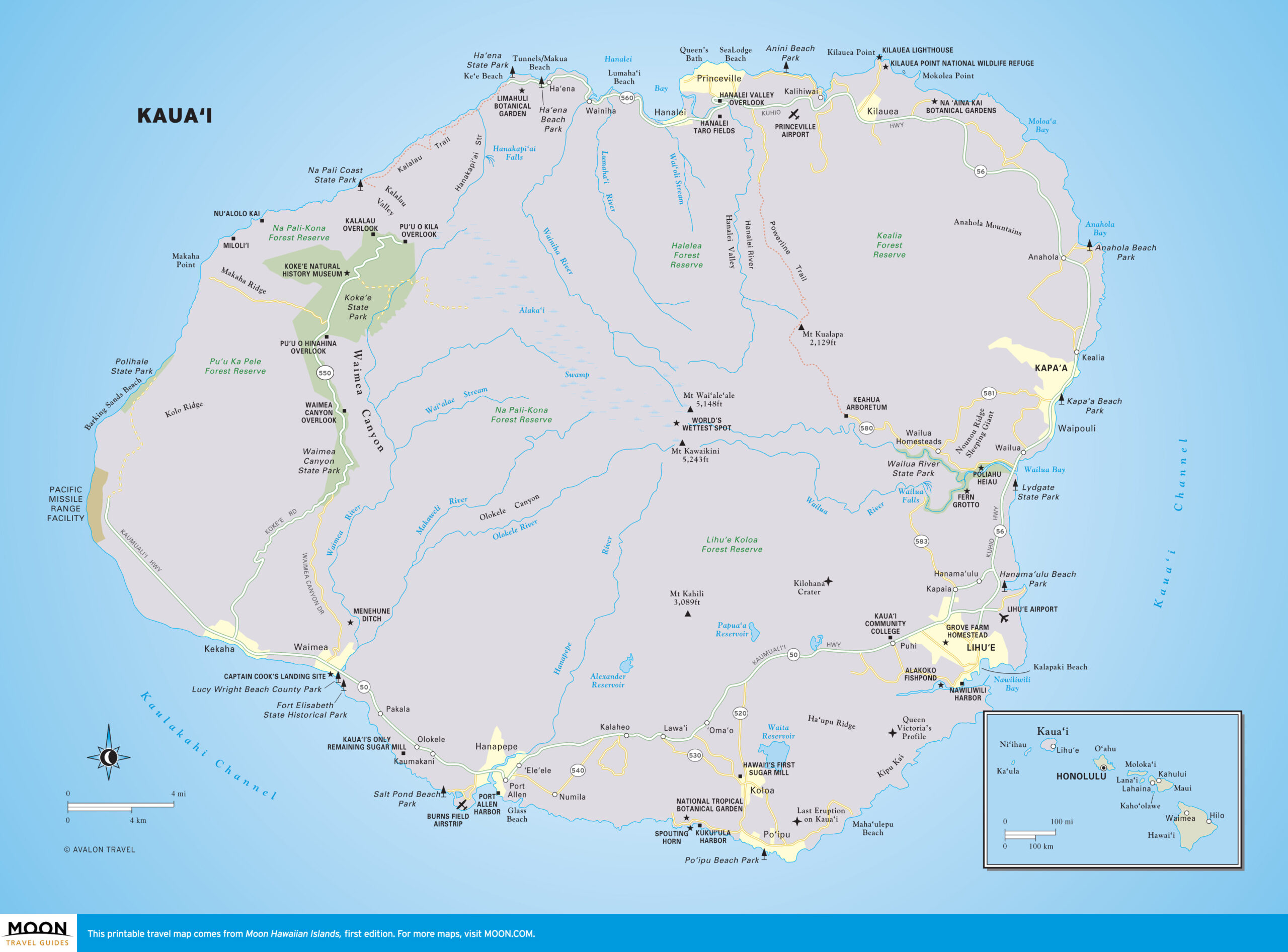Kaua&amp;#039;I | Moon Travel Guides regarding Free Printable Map of Kauai