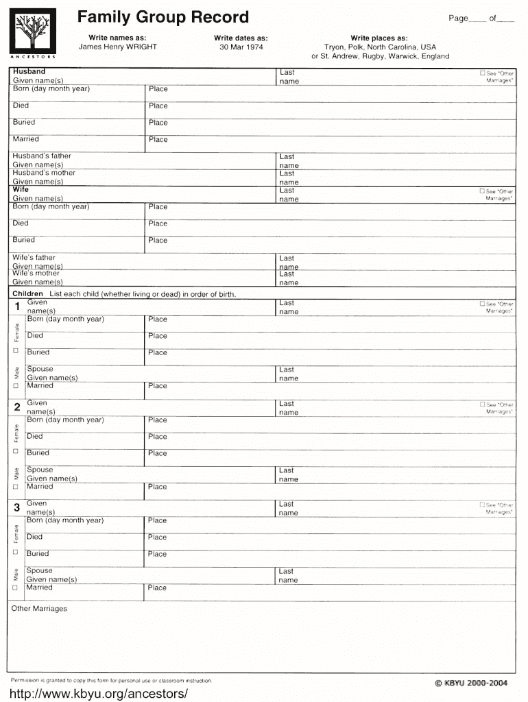Kbyu Family Group Record Form - Fill Online, Printable, Fillable throughout Family Group Sheet Printable Free