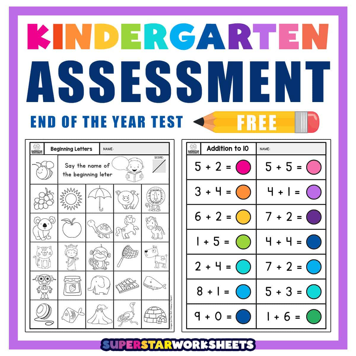 Kindergarten Assessment Worksheets - Superstar Worksheets intended for Free Printable Placement Test