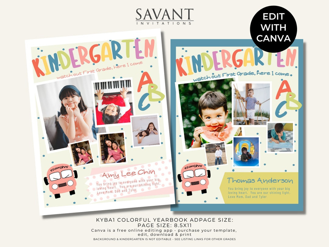 Kindergarten Full Page Yearbook Ad Template. Colorful Yearbook Ad with Free Preschool Yearbook Templates