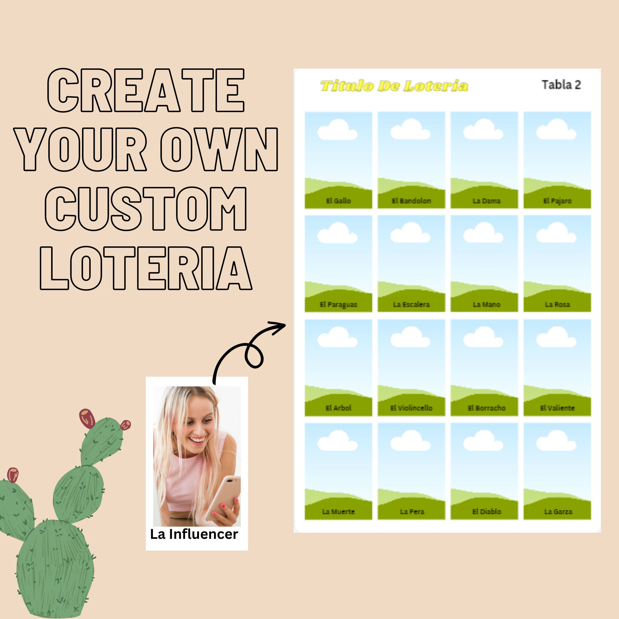 Kundenspezifische Loteria | Loteria Template *Digitaler Download inside Loteria Template Free