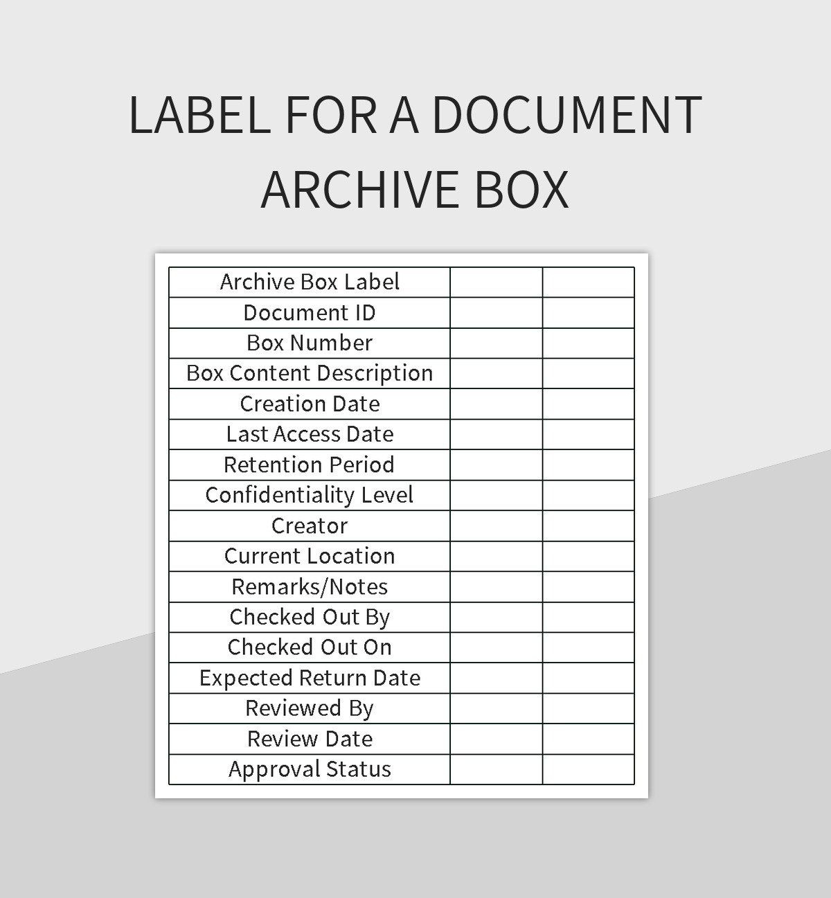 Label For A Document Archive Box Excel Template And Google Sheets within Box File Label Template Free Download